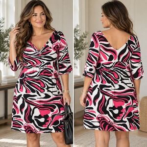 INC International Concepts Mod Abstract Print Empire Waist Dress Women's Medium